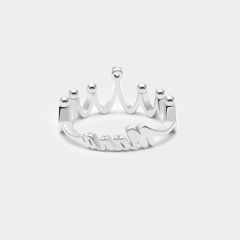 Personalized Dual-Sided Crown Ring – Custom Name and Birthstone Sterling Silver Jewelry 925 Sterling Silver Gifts for Her