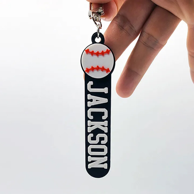 Personalized 3D Baseball-Themed Keychain Featuring Custom Name  