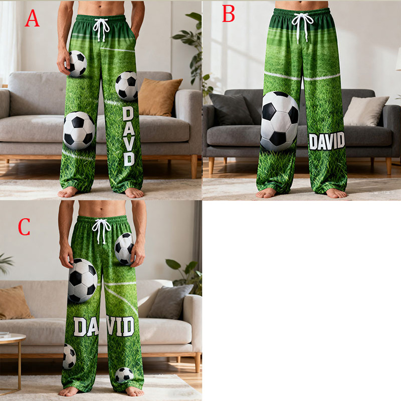 Personalized Soccer Pajama Pants with Custom Name and Field Design