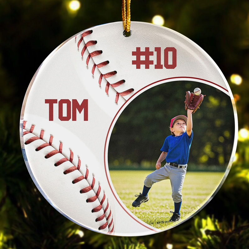 Personalized Baseball Christmas Ornament with Custom Name and Number  