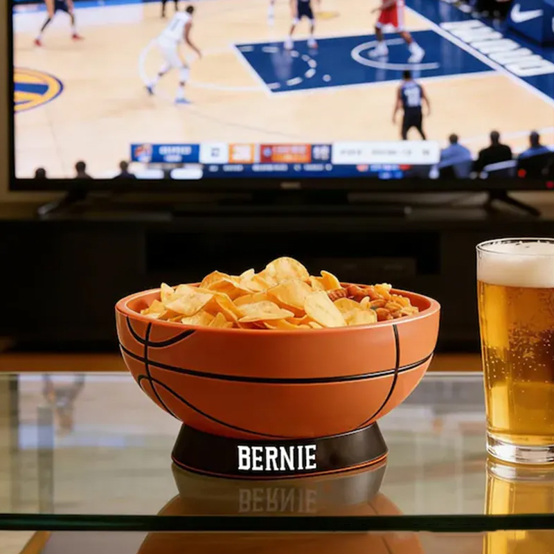 Personalized Basketball Snack Bowl with Custom Name for Sports Fans
