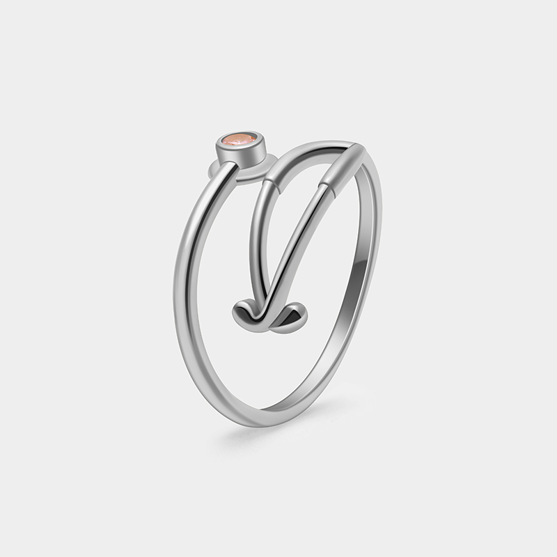 Personalized Adjustable Stethoscope Ring – Custom Name and Birthstone Sterling Silver Open Ring 925 Sterling Silver Gifts for Her