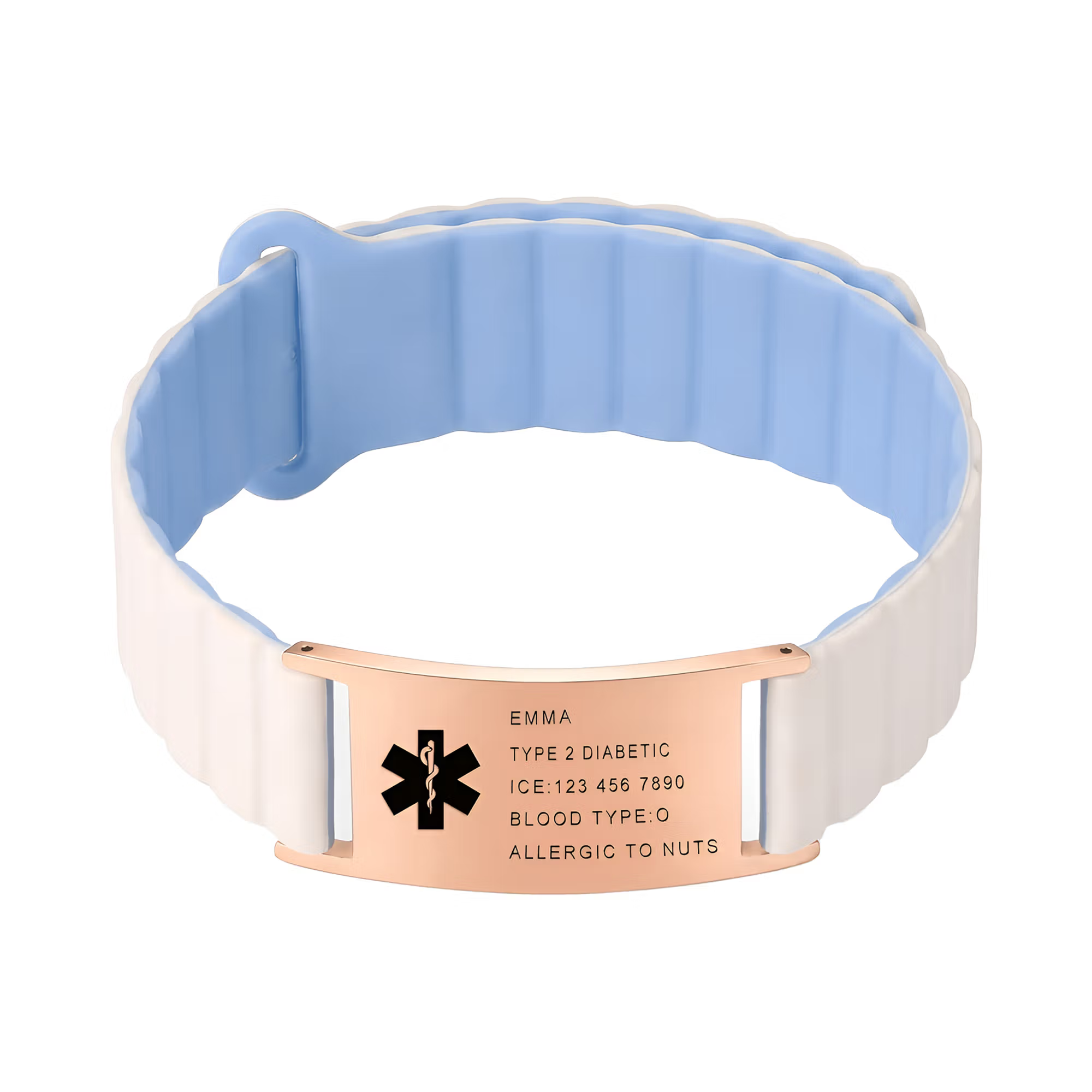 Personalized Medical Symbol Waterproof Medical Alert Bracelet with Engraved ID Name Tag and Magnetic Strap Daily Wear Travel Medical Gift for Patient
