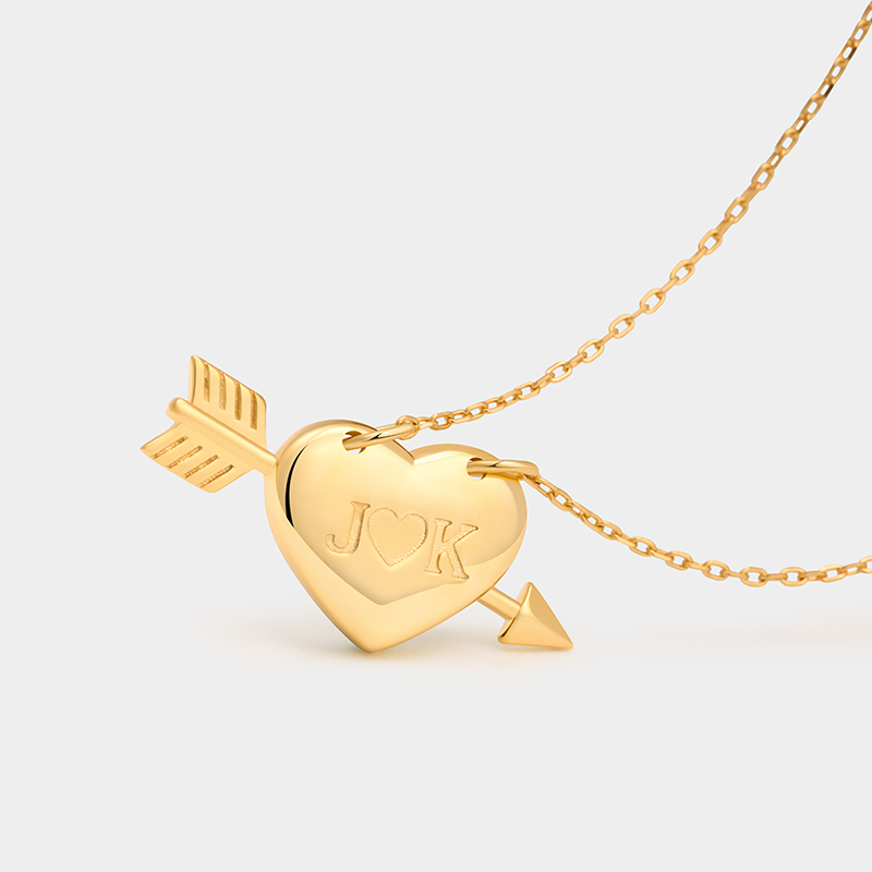 Personalized Heart and Arrow Necklace – Custom Initials Love Pendant 925 Sterling Silver Gifts for Her