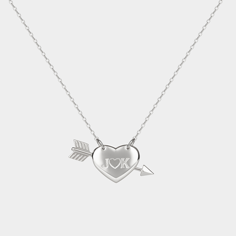 Personalized Heart and Arrow Necklace – Custom Initials Love Pendant 925 Sterling Silver Gifts for Her