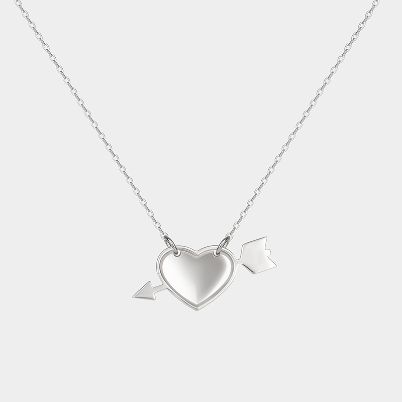 Personalized Heart and Arrow Necklace – Custom Initials Love Pendant 925 Sterling Silver Gifts for Her