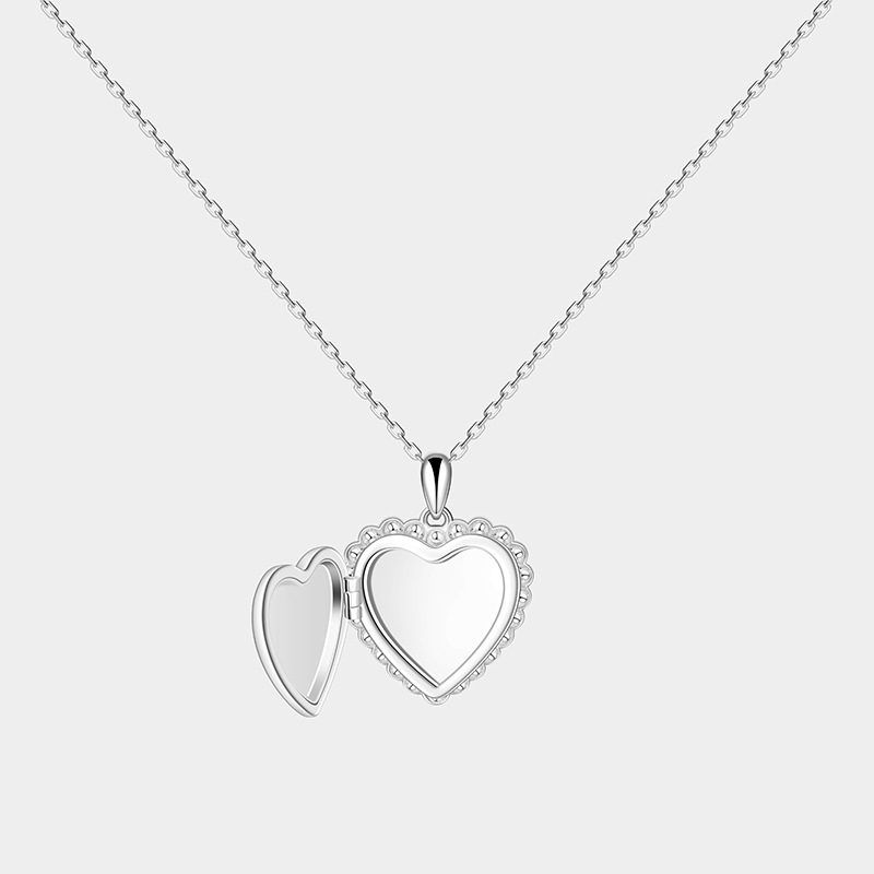 Personalized  Custom Engraved Pet Photo Locket Heart Necklace with Initials and Pet Image 925 Sterling Silver Gifts for Her