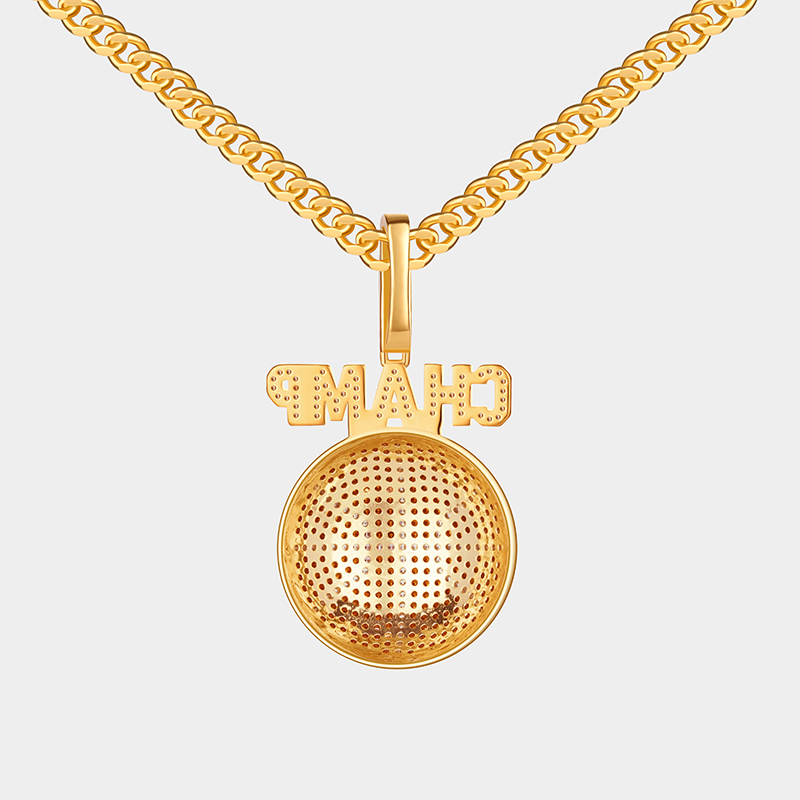 Luxury Full Rhinestone Basketball Pendant Necklace – Customizable Text Design for a Glamorous Sports Look