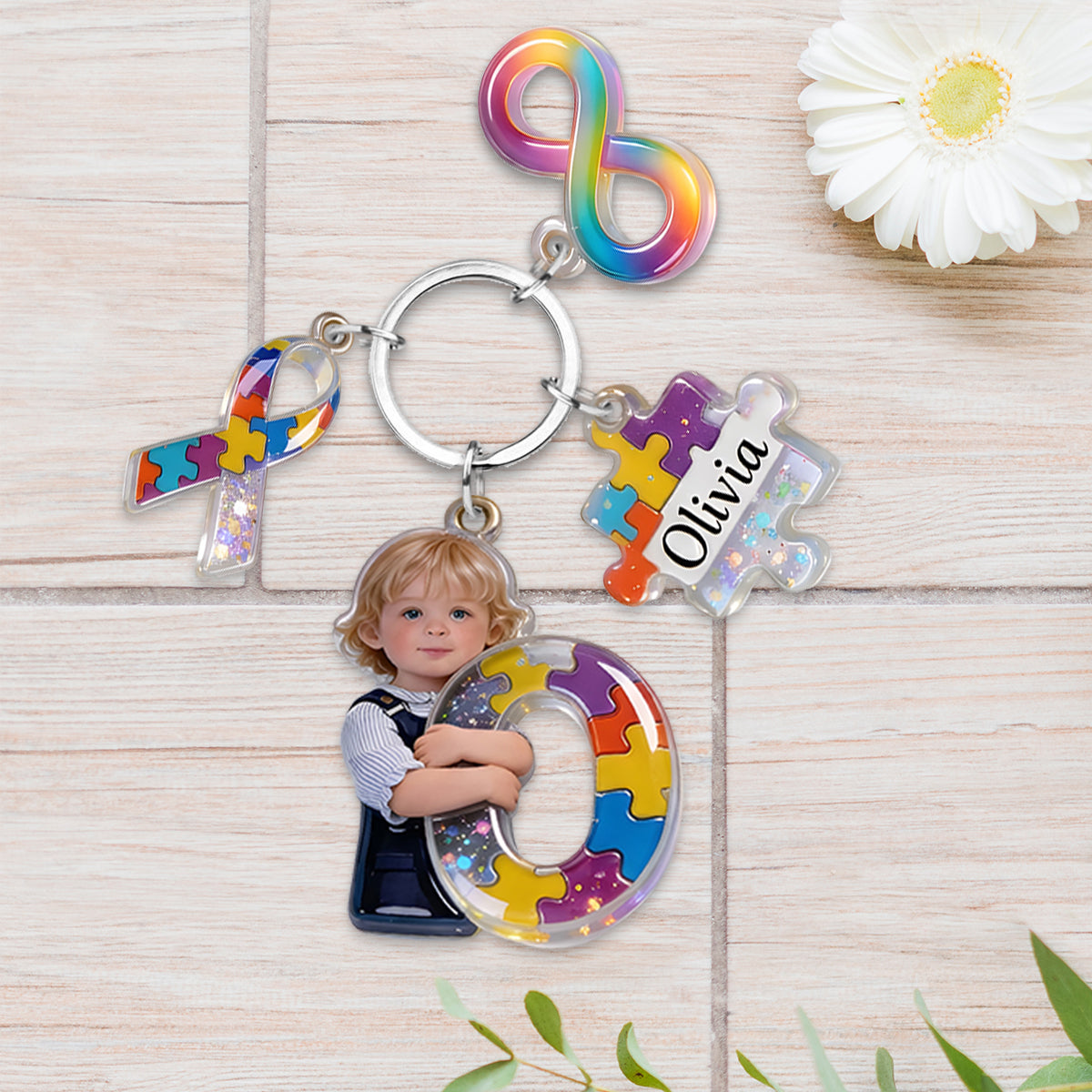 Personalized Autism Letter Custom Autism Awareness Keychain With Charms Positive Gifts