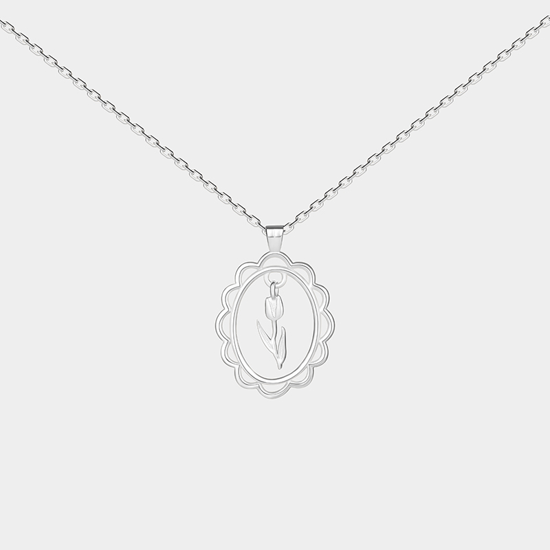 Personalized Custom Birth Flower Necklace 925 Sterling Silver Gold and Silver Two Tone Personalized Engraved Floral Pendant Meaningful Gift for Her 925 Sterling Silver Gifts for Her