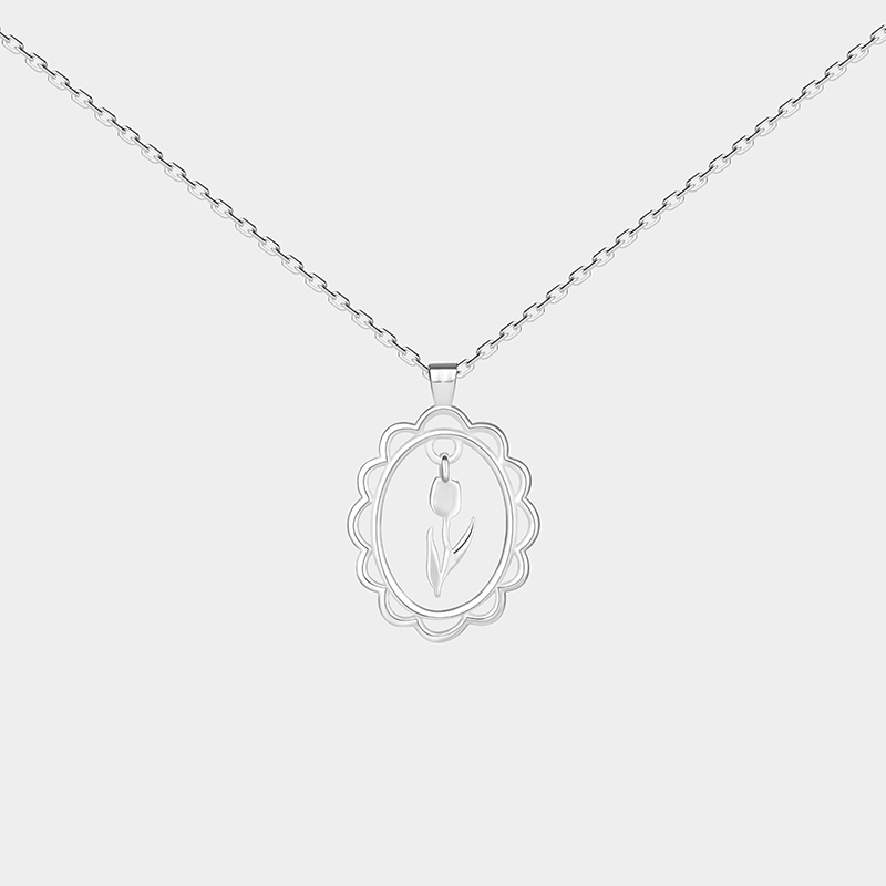 Personalized Custom Birth Flower Necklace 925 Sterling Silver Gold and Silver Two Tone Personalized Engraved Floral Pendant Meaningful Gift for Her 925 Sterling Silver Gifts for Her