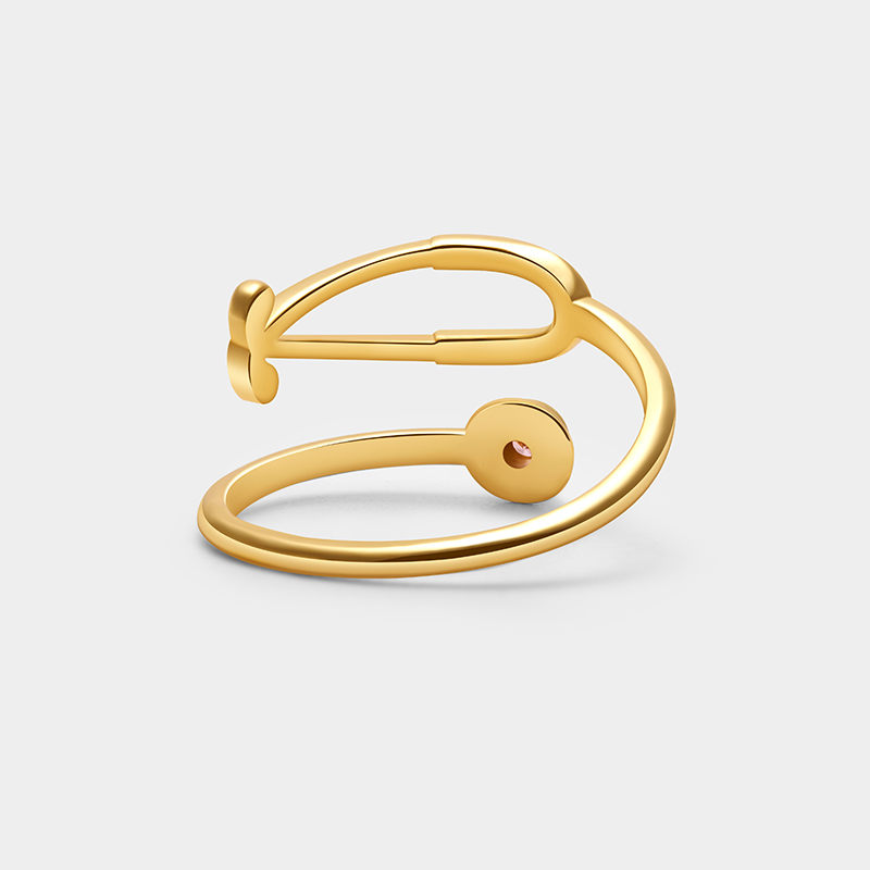 Personalized Adjustable Stethoscope Ring – Custom Name and Birthstone Sterling Silver Open Ring 925 Sterling Silver Gifts for Her