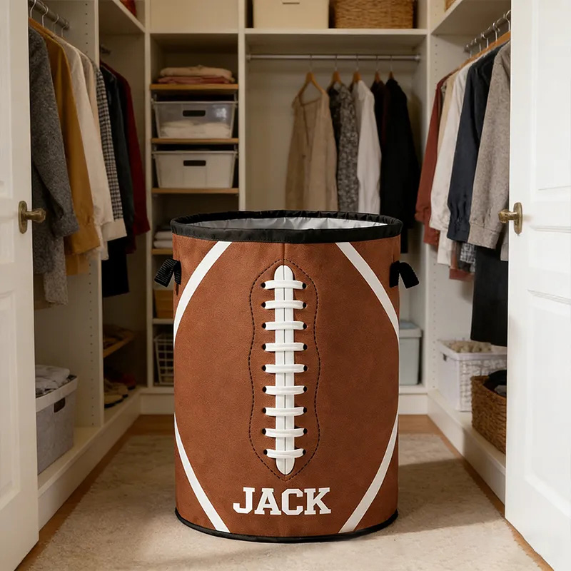 Personalized American Football Laundry Hamper with Custom Name Design