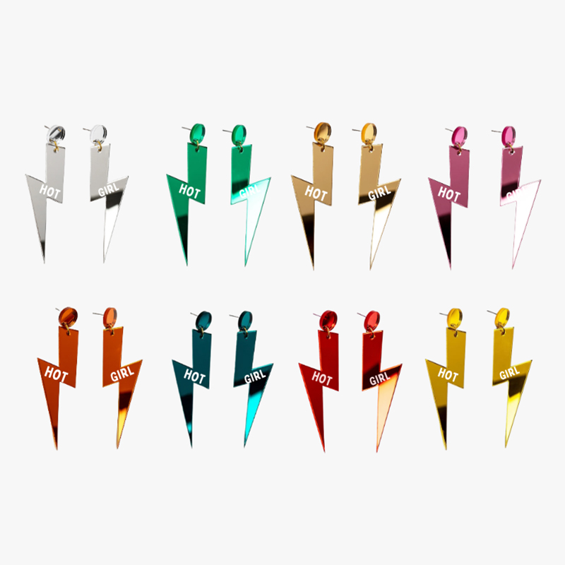 Personalized Multi-Color Lightning Bolt Earrings Edgy Statement Gift for Fashion Girls