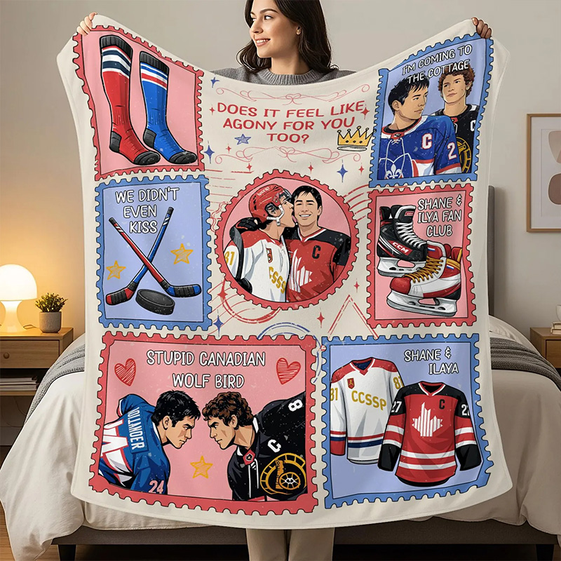 Personalized HR Hockey Romance Inspired Design Blanket with Custom Style For Fans