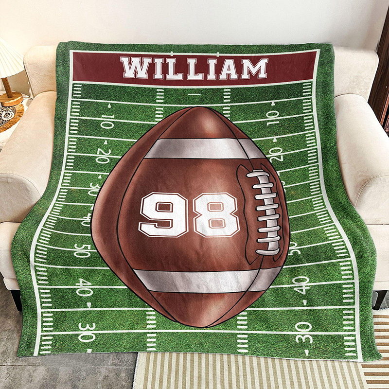 Personalized Sports Blanket with Custom Name and Number Design