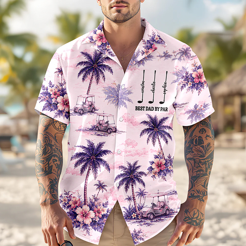 Personalized Golf Hawaii Shirt Best Dad By Par Gift For Dad Golf Lovers