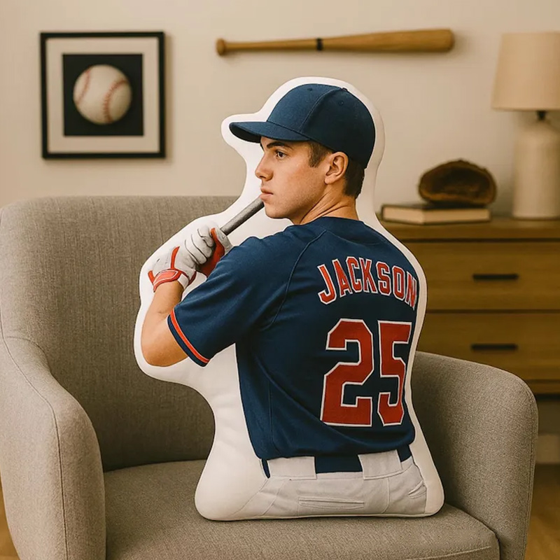Personalize Your Baseball Player Pillow with Custom Photo Design
