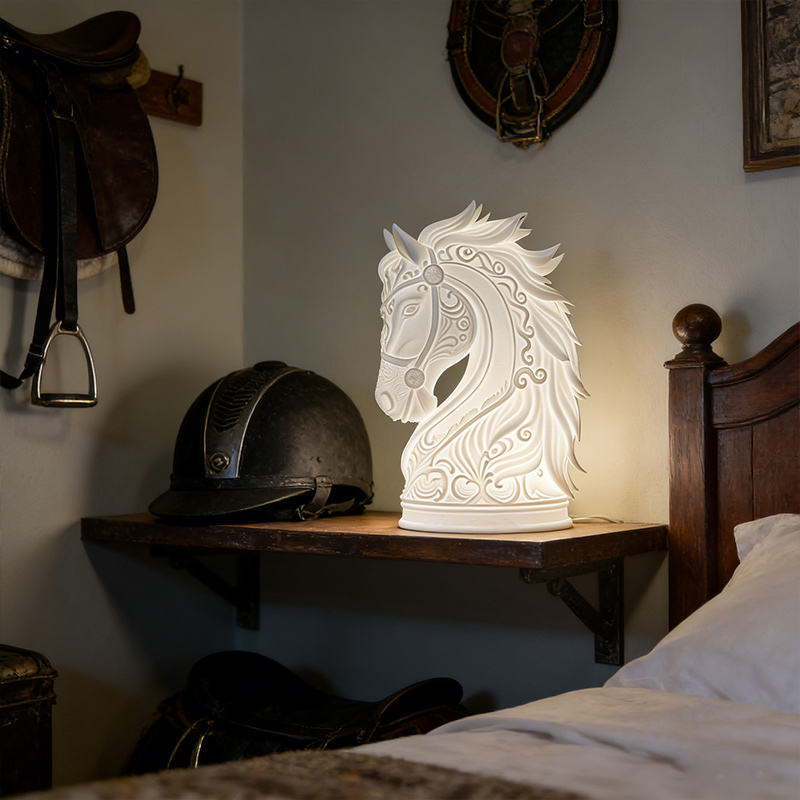 3D Printed Horse Head Lamp Bedroom Decor Gift for Equestrian Enthusiasts