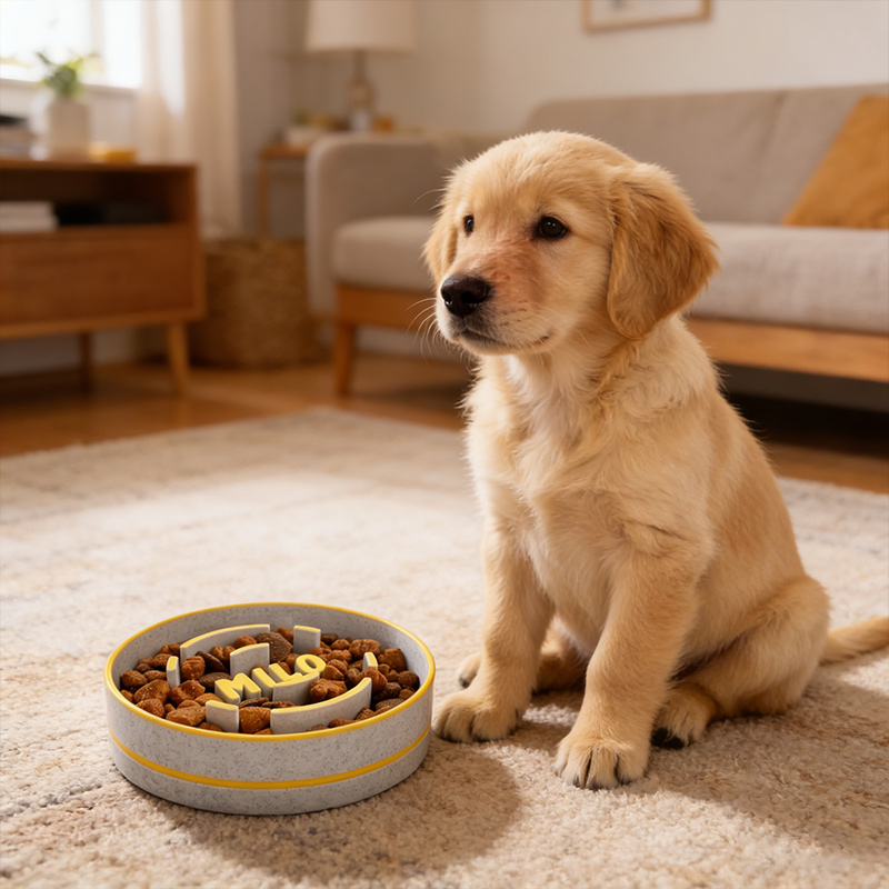 Personalized Slow Feeder Dog Bowl 3D Printed Custom Name Gift for Dog