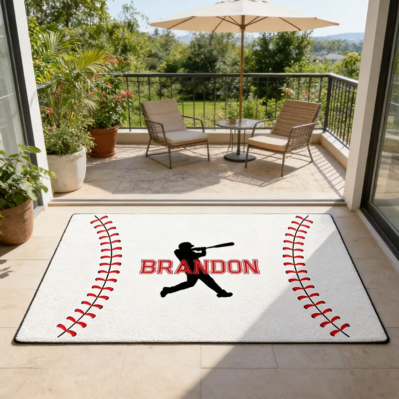 Personalized Baseball Rug with Custom Name Design for Sports Enthusiasts
