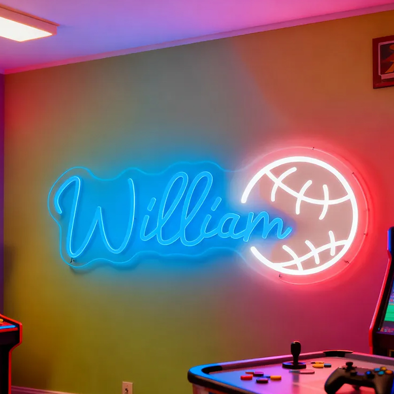Personalized Baseball Neon Sign with Custom Name for Sports Fans 