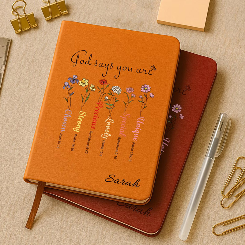 Personalized Christian Inspiration Bible Notebook God Says You Are Bible Verse Journal Flower Christian Gift