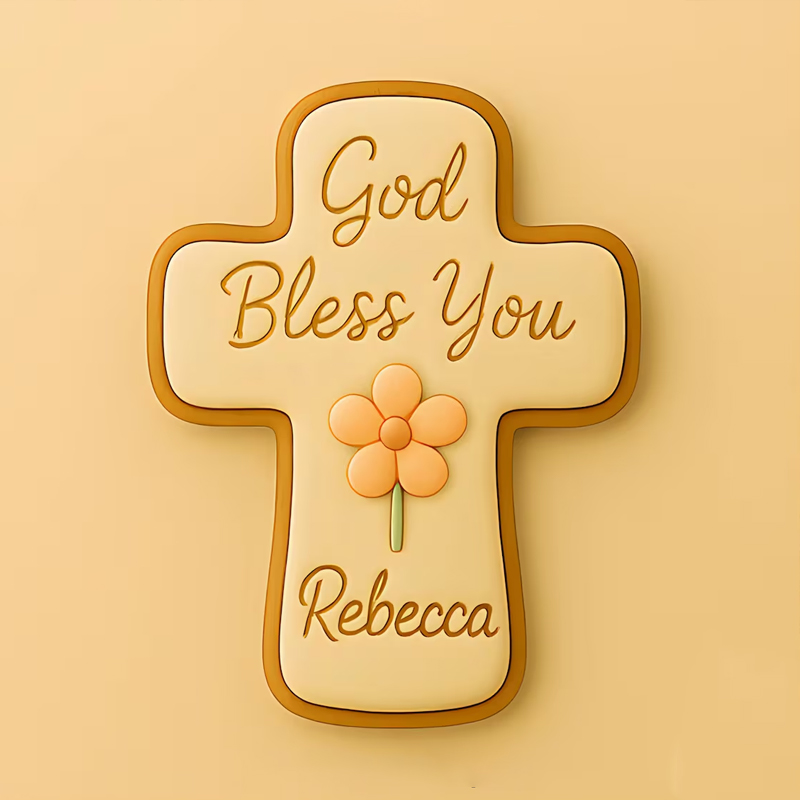 Personalized Christian Cookie Cutter Name Religious Blessing Communion Girl Custom Name Gift for Faith and Baptism