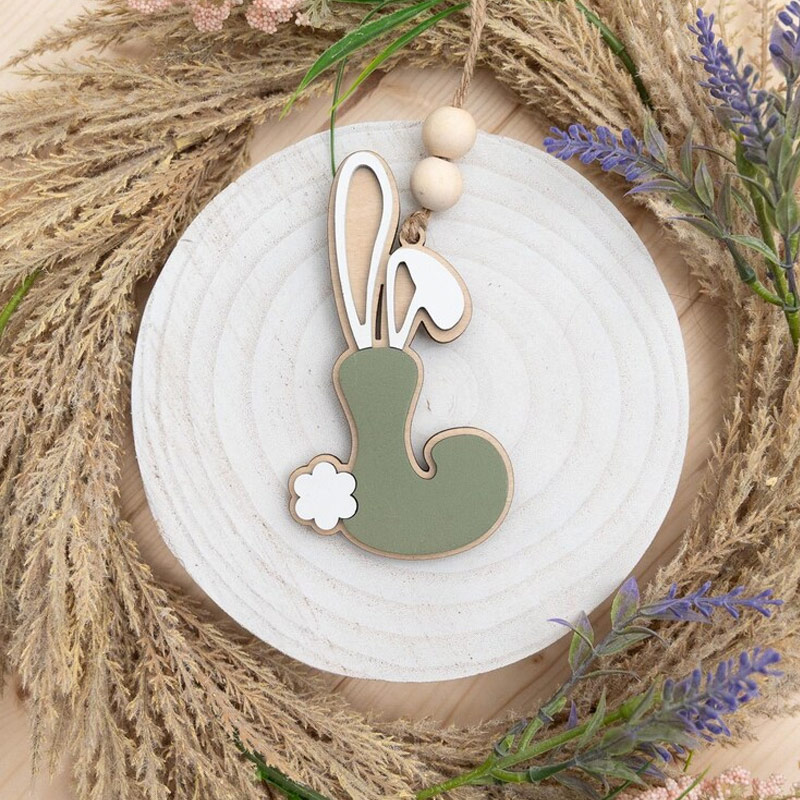 Personalized Bunny Letter Easter Basket Tag Custom Wood Name Tag 