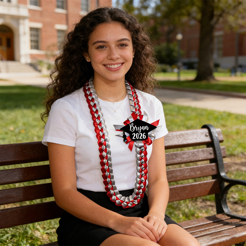 Personalized Graduation Lei 2026 with Name Class of 2026 Ribbon Lei Gifts for Graduatea