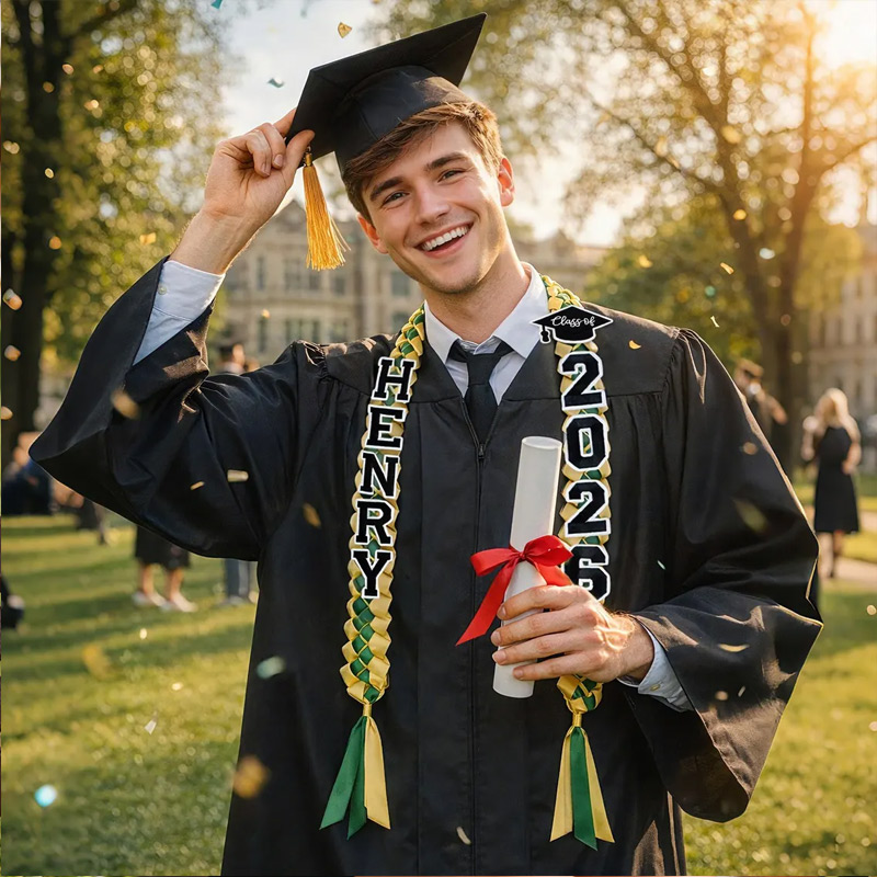 Personalized Braided Satin Ribbon Lei Keepsake Lei for Grad Custom Graduation Gift