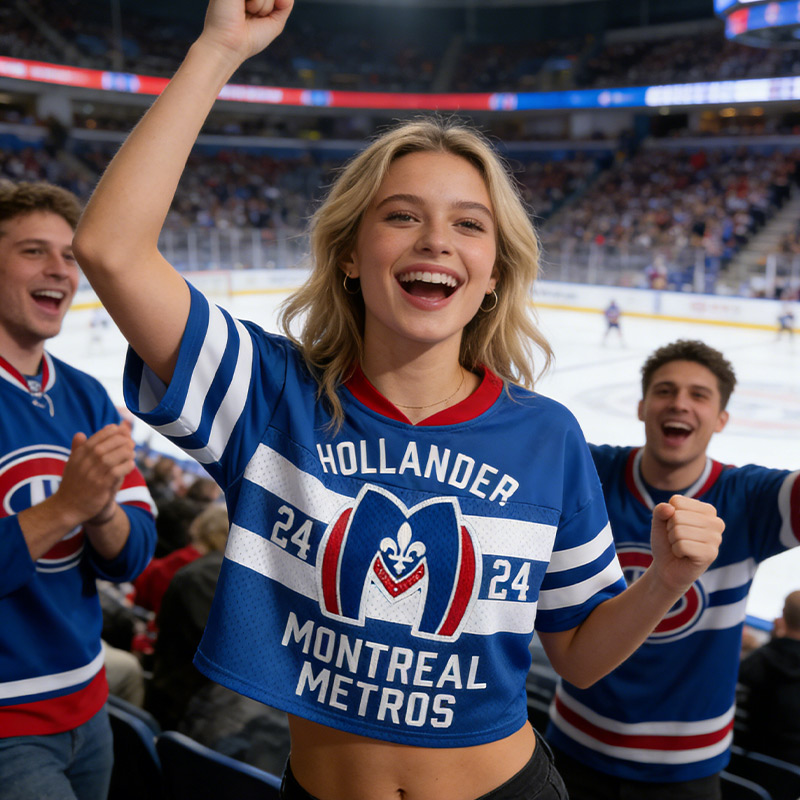 Personalized Hollander 24 Theme Crop Top Jersey for Female Hockey Fans Romance Hockey Gift