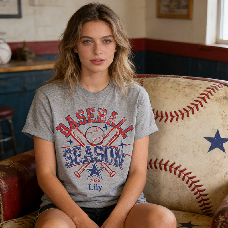 Personalized Baseball Season T-Shirt Baseball Shirt Custom Name Gift for Baseball Lovers