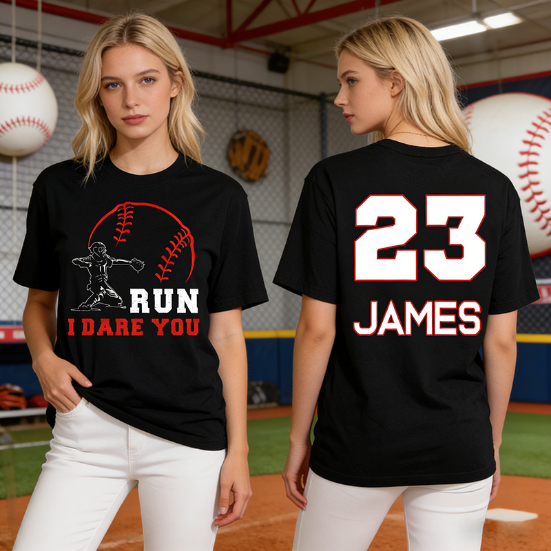 Personalized Baseball T-Shirt I Dare You Baseball Catcher Baseball Player Custom Name and Number