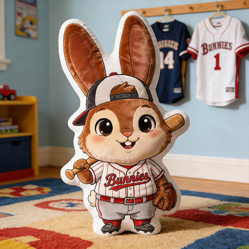 Personalized Bunny Pillow Easter Bunny Basketball Baseball Golf Bunny with Custom Name Design