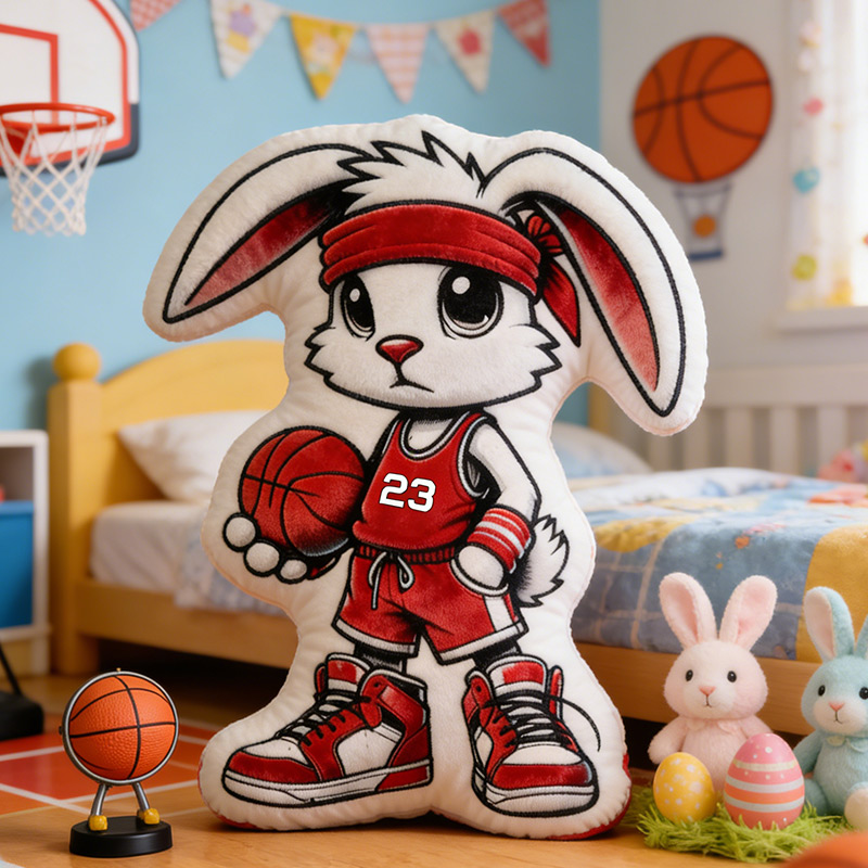 Personalized Basketball Bunny Pillow Easter Bunny Basketball Urban Sports Rabbit with Custom Number