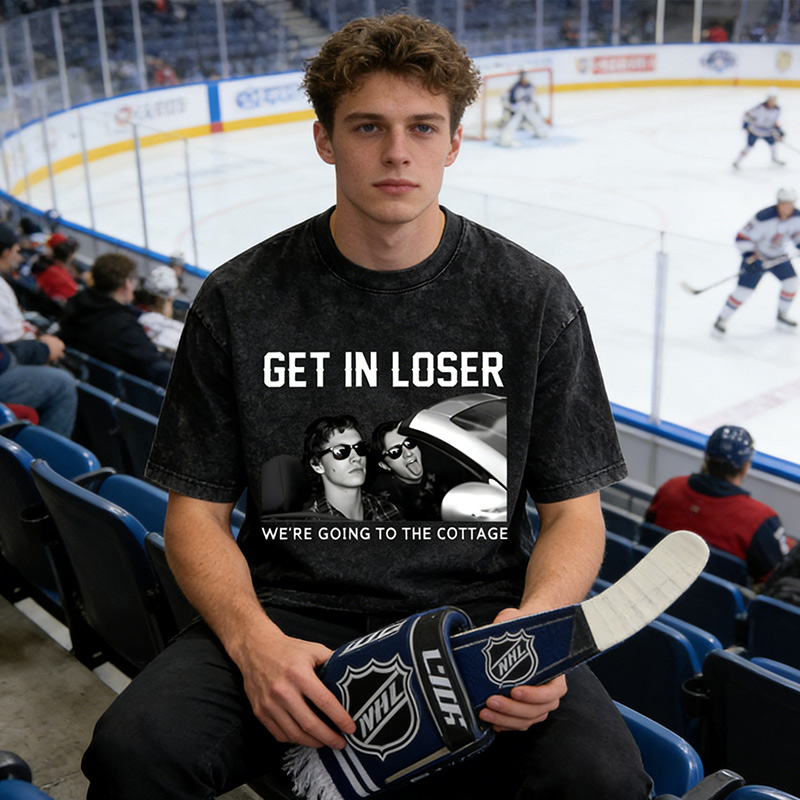 Personalized HR Washed T-Shirt We're Going To The Cottage Tee for Ice Hockey Fans