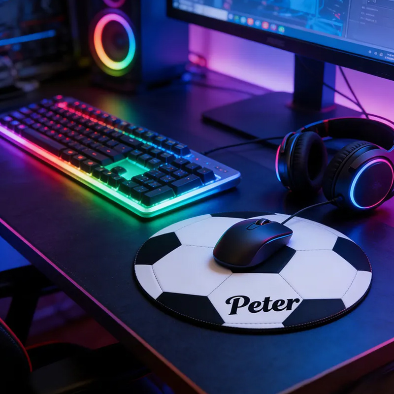 Personalized 3D Printed Soccer Mouse Pad with Custom Name Design