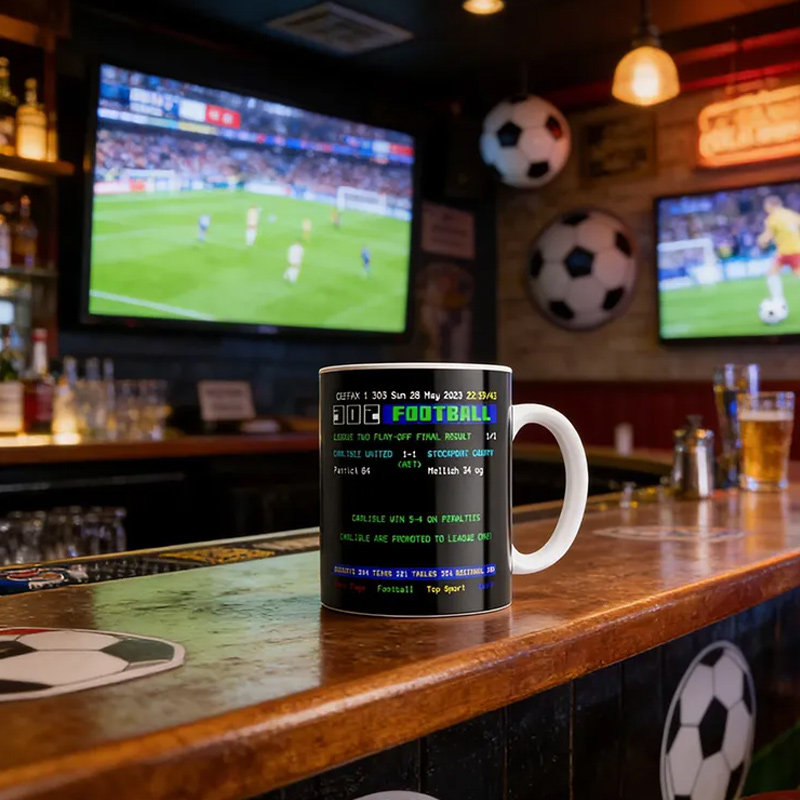 Personalized Iconic Retro Football Design Mug with Custom Text Design