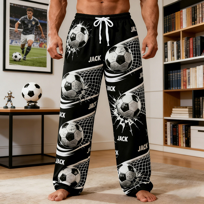 Personalized Soccer Pajama Pants with Custom Name and Dynamic Design