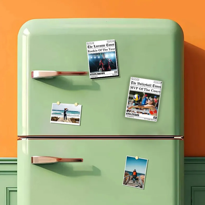 Personalized The Sports Times Baseball Newspaper Refrigerator Magnet with Custom Photo and Text  