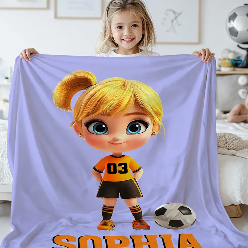 Personalized Soccer Blanket with Custom Name, Number, and Color