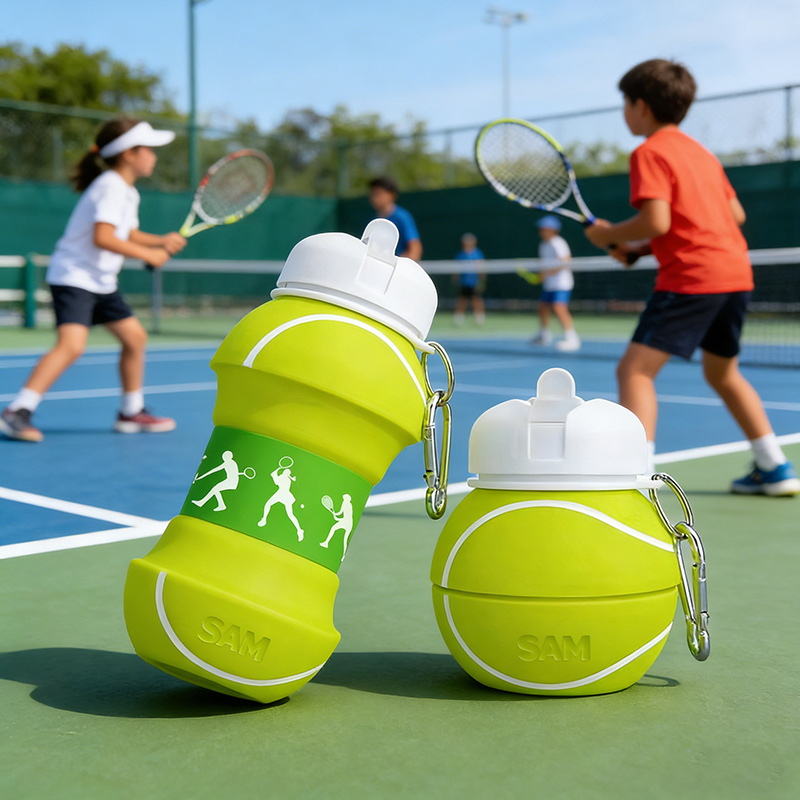 Personalized Foldable Tennis Water Cup Silicone Tennis Sports Water Bottle Custom Name Gift for Tennis Lovers