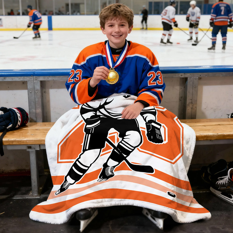 Personalized Ice Hockey Blanket with Custom Name and Number Design