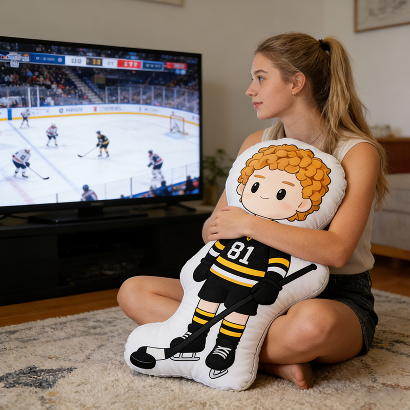 Personalized Cute Player Ice Hockey Pillow Number 81 Gift for HR Fans