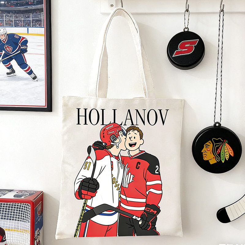 Personalized HR Hockey Tote Bag with Hollanov Cute Character Cartoon For Movie Book Fans Gift