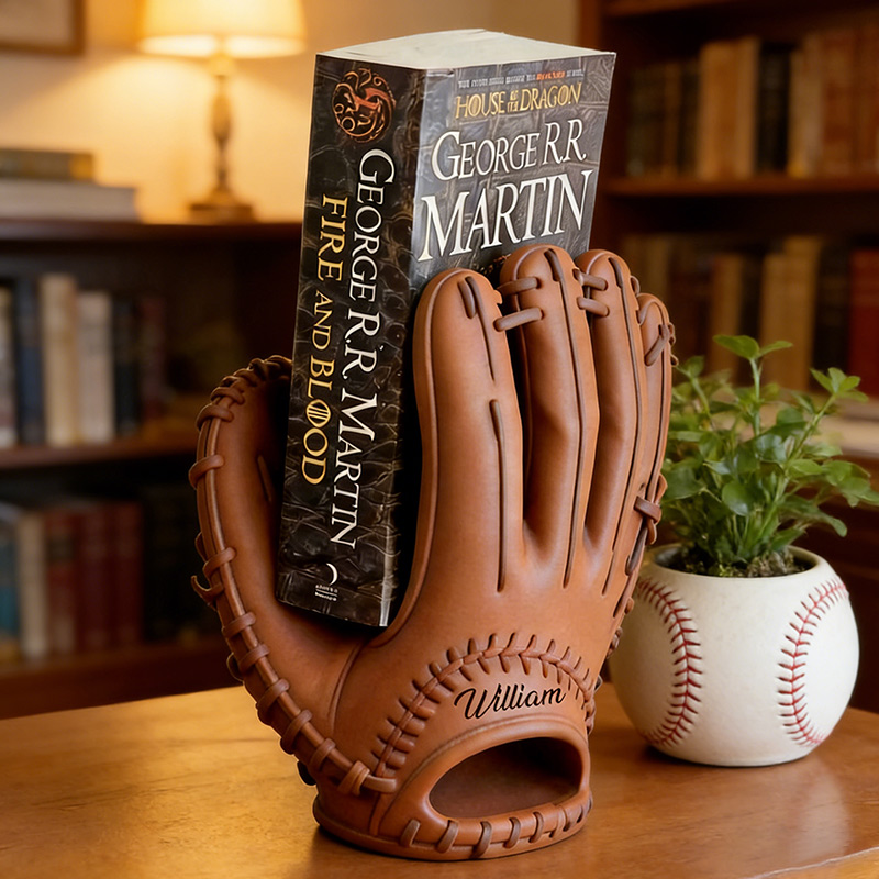 Personalized Baseball Glove Book Holder 3D Printed Custom Name Gift for Baseball Lovers