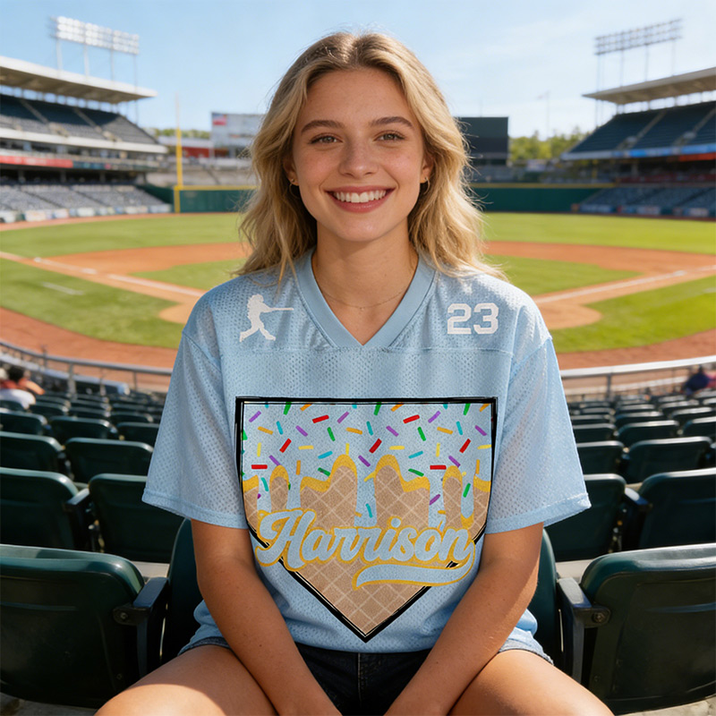 Personalized Baseball Mesh Jersey Baseball Ice Cream Dripping with Custom Name and Number