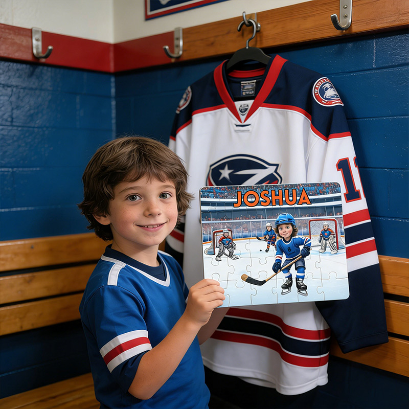 Personalized Kids Hockey Puzzle Hockey Gift for Boys Custom Name and Number