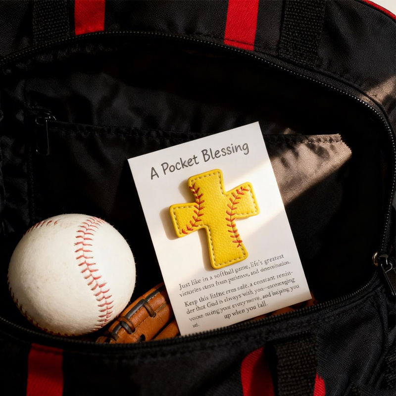 Personalized Baseball Softball Cross Blessing Card Pocket Blessing Baseball Cross Christian Stitch Cross Token with Verse Card Faith Gift for Sports Lovers